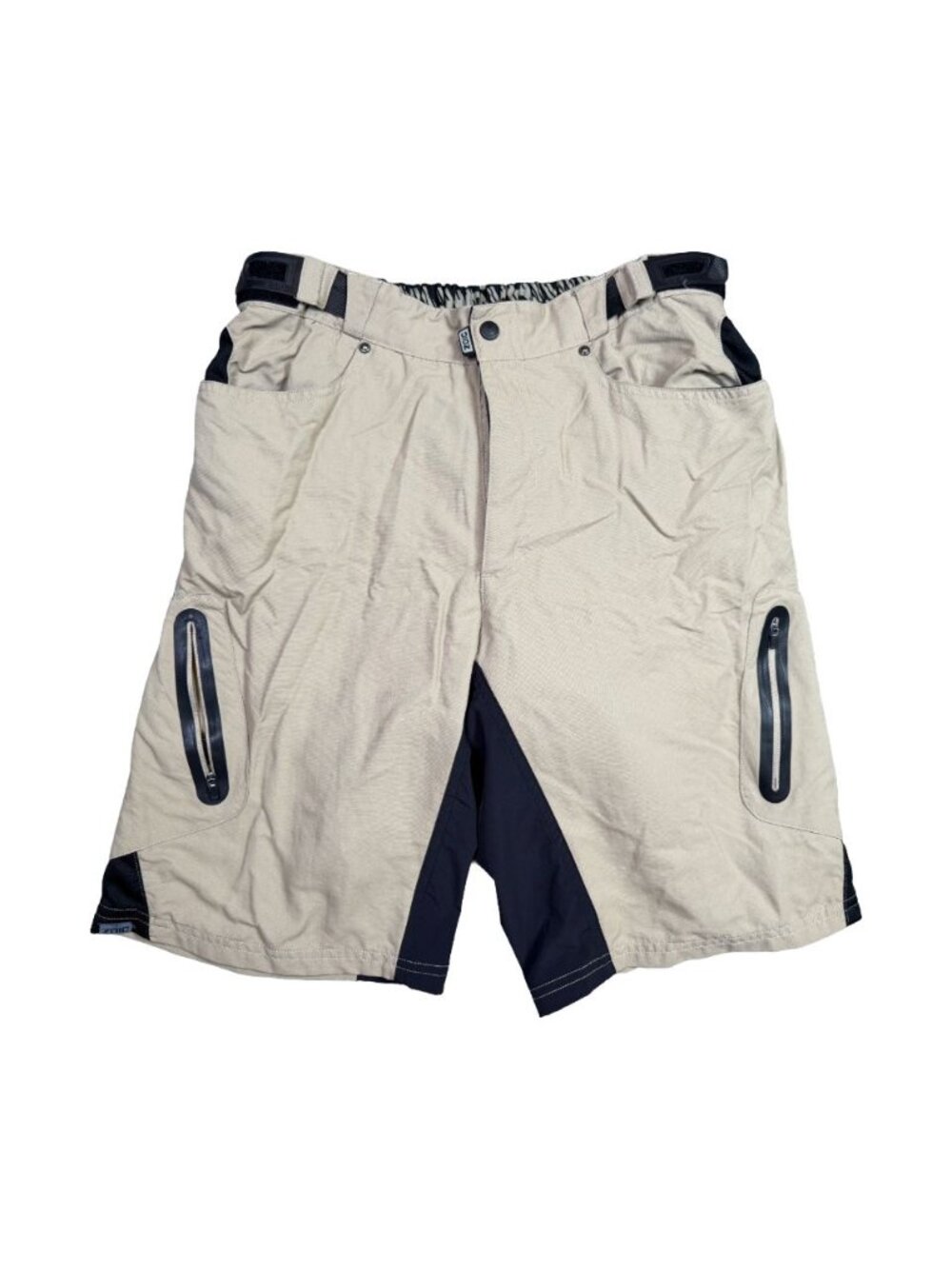 Zoic Ether MTB Shorts Men’s XL Khaki Black Essential Liner Padded Bike Cycling
